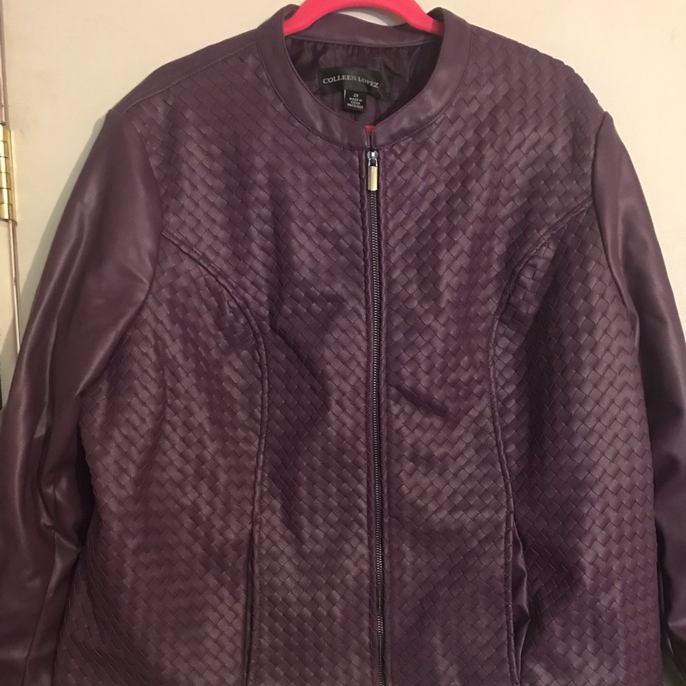Colleen Lopez Faux Leather Jacket in Plum